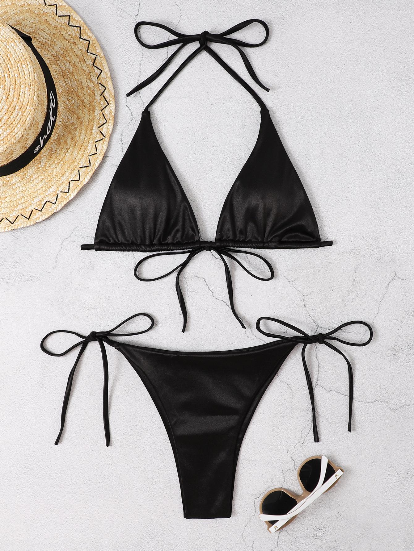 

2023 Таиланд Блестящий Сексуальный Раздельный Купальник Пляжная Мода Medium чёрный