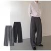 Men's Pleated Wide Leg Trousers Casual Loose Straight Formal Dress Pants