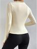2024 High Neck Solid Color Slim-Fit Women's Long Sleeve Ruched T-Shirt