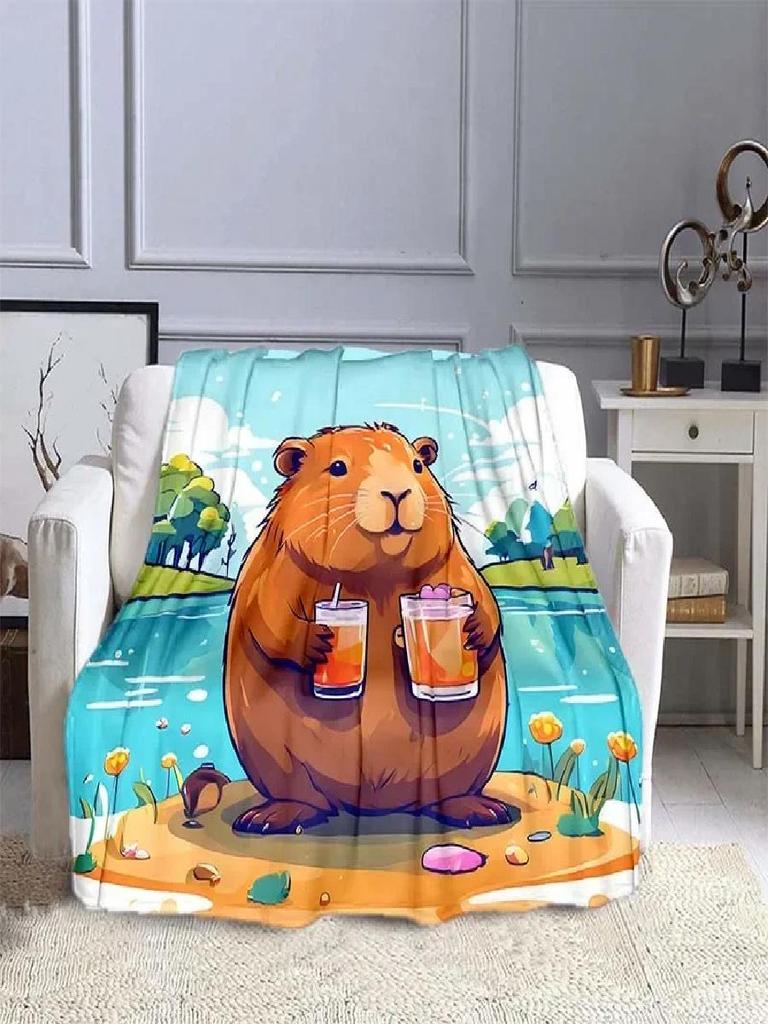 Capybara Printed Throw Blanket Soft Warm Bedding for Adults  Kids Ideal for Bed Sofa Outdoor Travel Cover