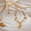 Gold Copper Fish Pendant Necklace Adjustable Braided Cord Jewelry Bohemian Oceanics Theme for Women