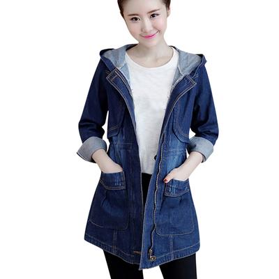 (SU)Fashion Women Jeans Top Denim Hoodie Blouse Long Sleeve Loose Coat