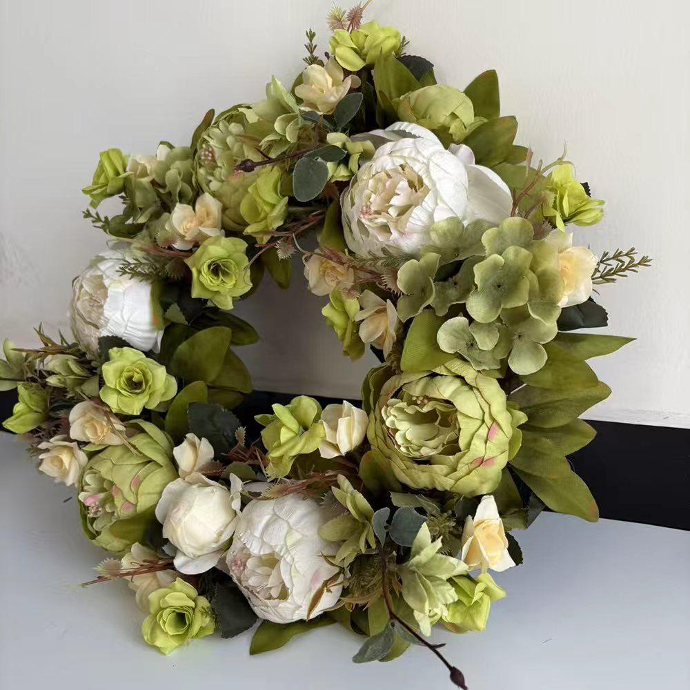 40cm Nordic Silk Rose Peony Wreath for Wedding & Home Wall Decoration