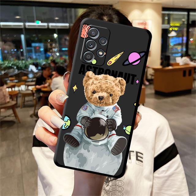 TPU Cartoon Astronaut Bär Weiche Hülle Funda für Samsung Galaxy A72 A51 4G A11 A22 A13 A21s A12 A71 A32 A52 5G A42 Hüllen Schale