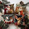 Santa Claus & Deer Pattern Pillowcasesuitable For Sofa Car Bedroom Decorative Cushion Cover Pillow Cover