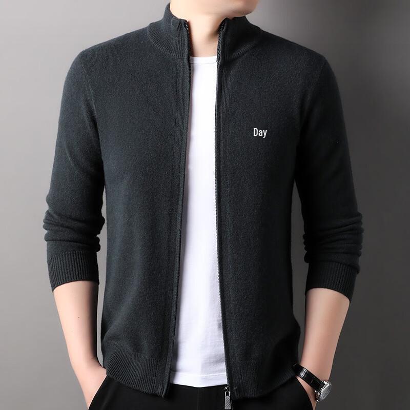 Men's 100% Pure Wool Zipper Cardigan Sweater