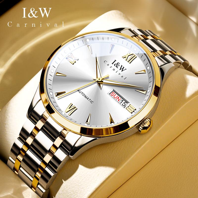 IW Rose Gold Blue Men's Watches Trend Fashion Fine Steel Original Automatic Mechanical Watch for Man MIYOTA Movement Calendar