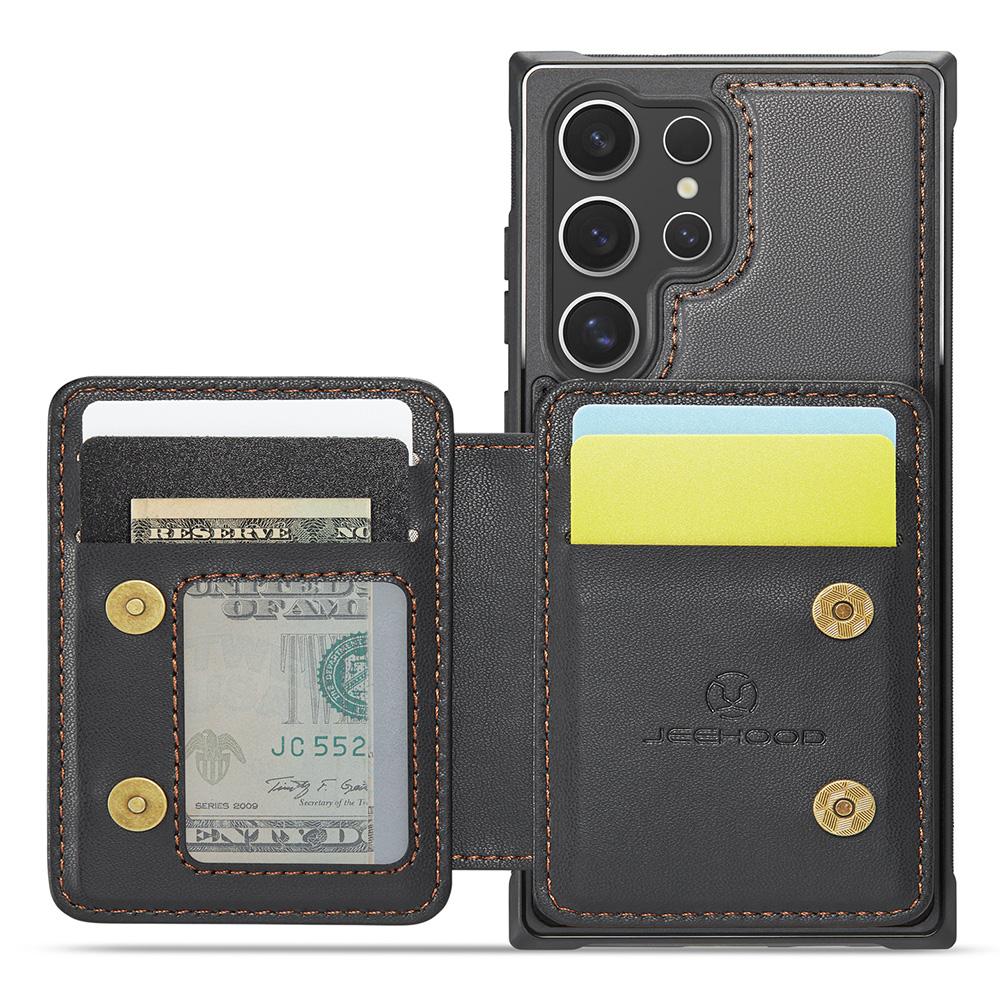 JEEHOOD J05 For Samsung Galaxy S24 Ultra Case Leather Mobile Cover with Detachable Magnetic Card Bag