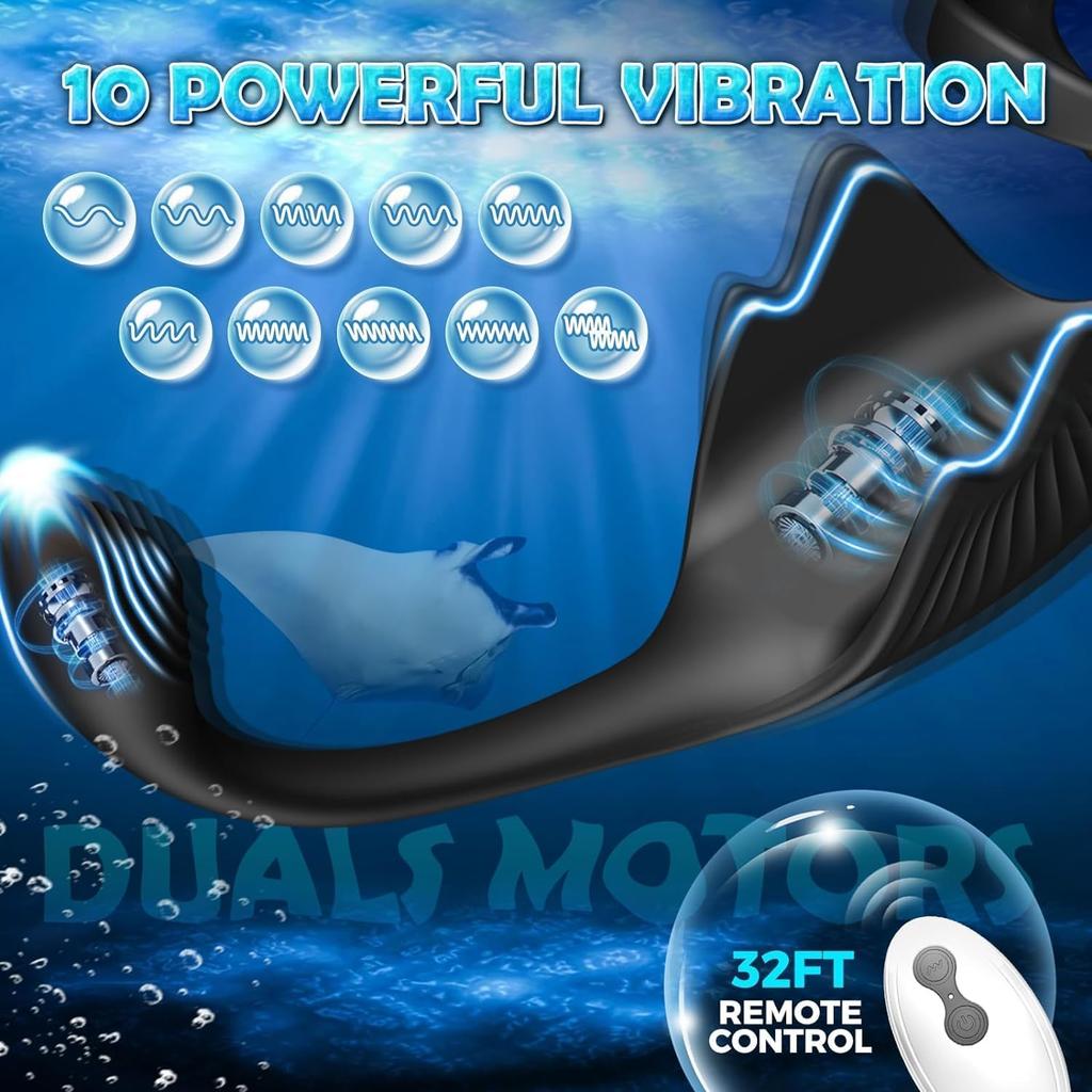 Prostate Massager Vibrating Penis Cock Ring Vibrator Cock Training Delayed Ejaculation Anal Plug Remote Control Testicle Ring Vibrator Sex Toy for Men