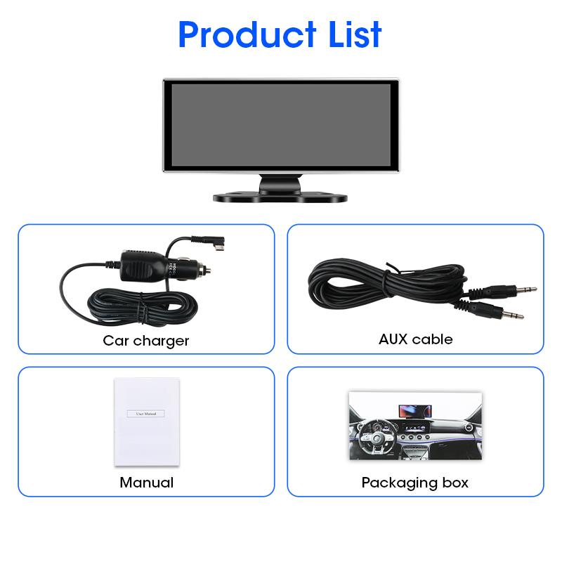11.26" 4K Dash Cam Rear View Camera Wireless Carplay Android Auto Dual Lens Car DVR Video Recorder AUX GPS BT FM Mirror Monitor