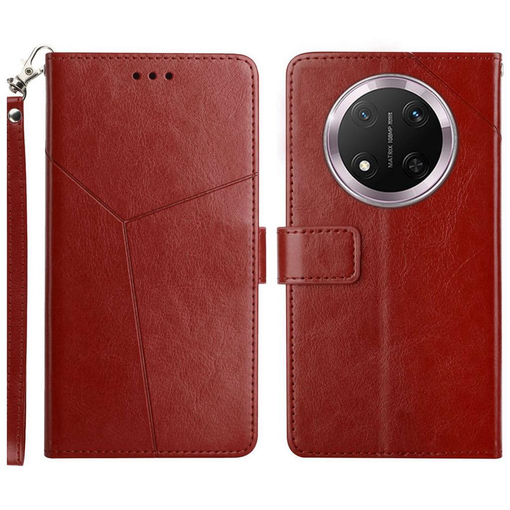 HT01 Etui na Honor Magic7 Lite 5G/X9c 5G/X60 Pro 5G ze skóry z wytłoczonymi liniami w kształcie litery Y