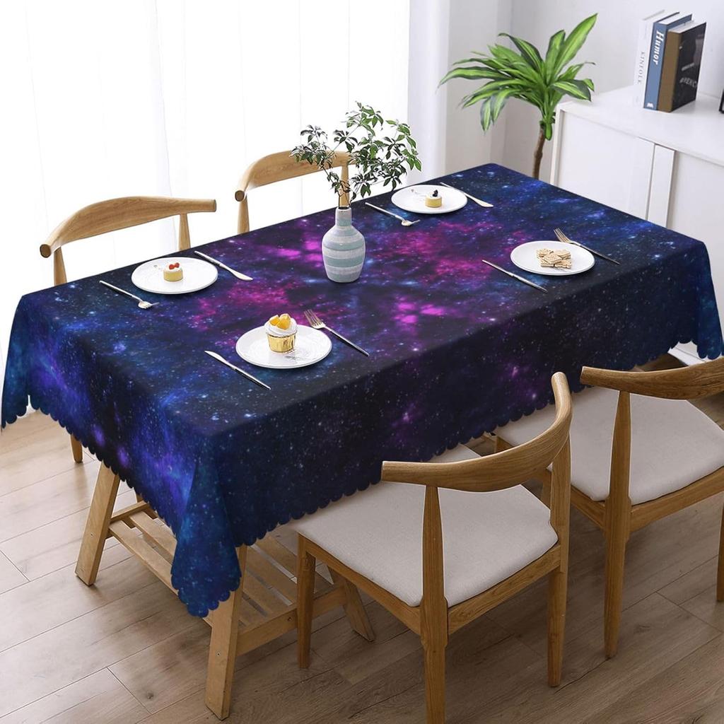 Space Galaxy Rectangle Waterproof Tablecloth Table Decor Space Starry Night Sky Kitchen Dining Tablecloth Holiday Party Decor