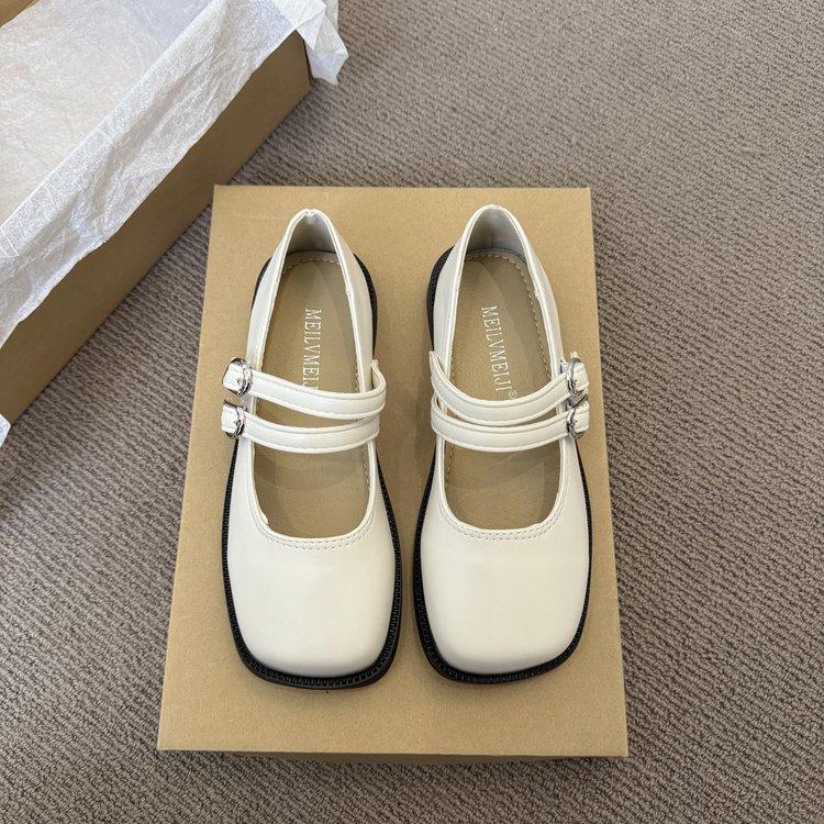 [Youshilai] College style shallow mouth one-word buckle belt single shoe women's 2025 spring new fashion casual one pedal