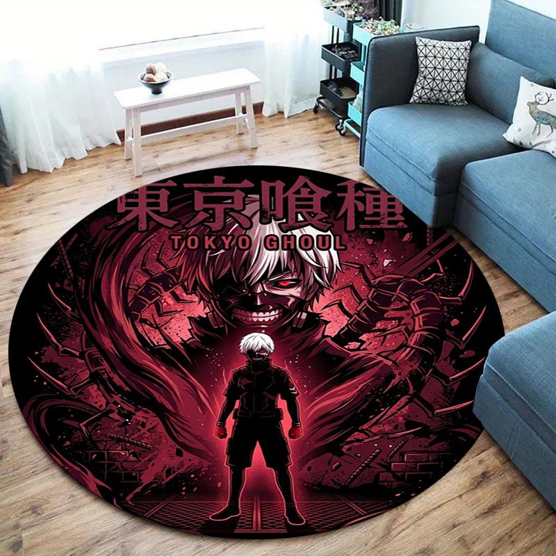 Tokyo Ghoul Okrągły Dywanik Dywan do Salonu Sypialni Sofy Pokoju Zabaw Dekoracja Antypoślizgowa Mata Podłogowa