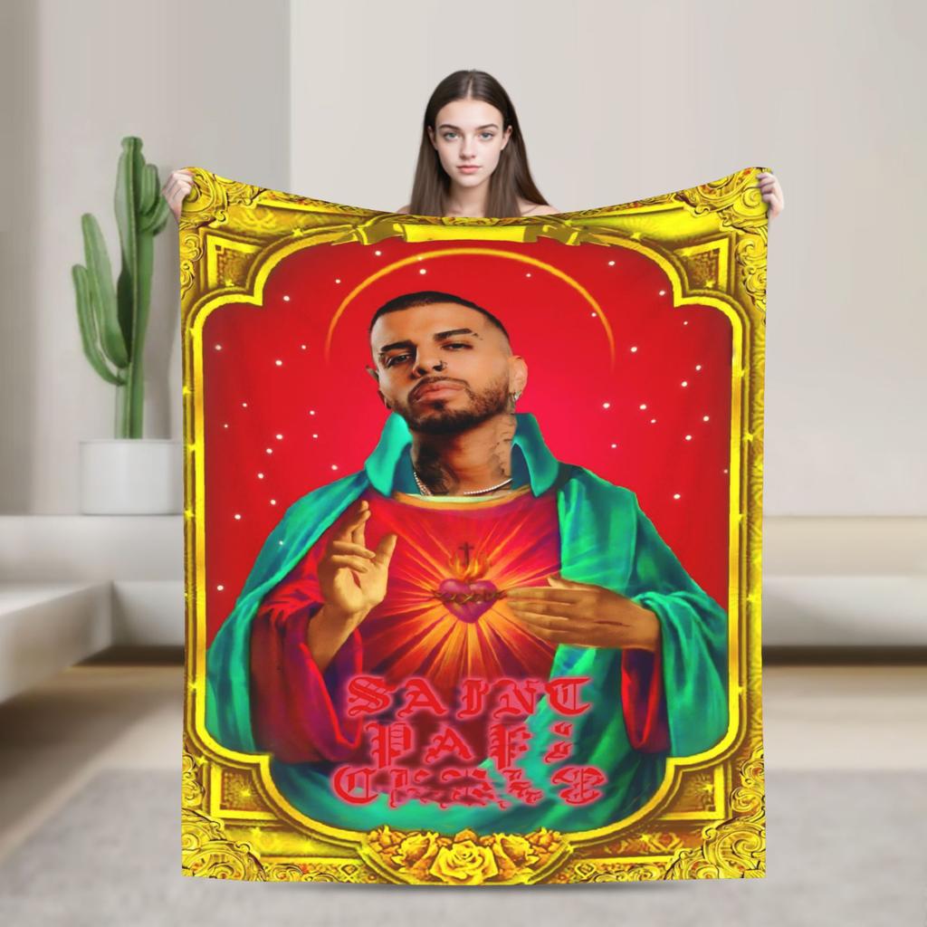 Stylish Rauw Alejandro Singer Rapper Flannel Blanket Soft Durable Throw Blanket for Living Room Decorative Bedspread Bed Cover