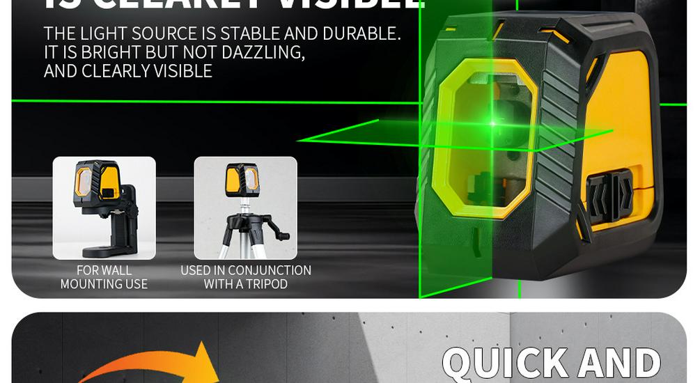 High-Brightness Green Laser Level: Two-Line Infrared Floor Leveling Tool