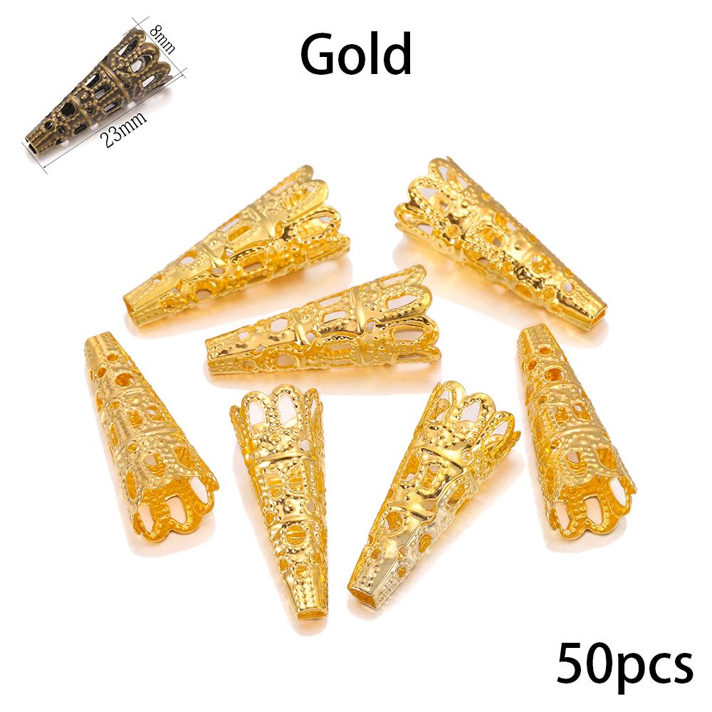 

30-50pcs Ancient Flower Beads Charms Pendant Filigree Cone Beads Cap For DIY Necklace Jewelry Making Supplies Accessories