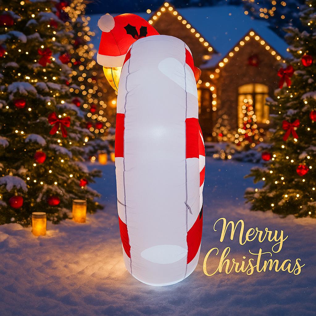 6.5FT  LED Inflatable Yard Decor Gingerbread Man Big Candy Cane Xmas Home Decor Ornaments Supplies Gifts Toy Christmas Holiday