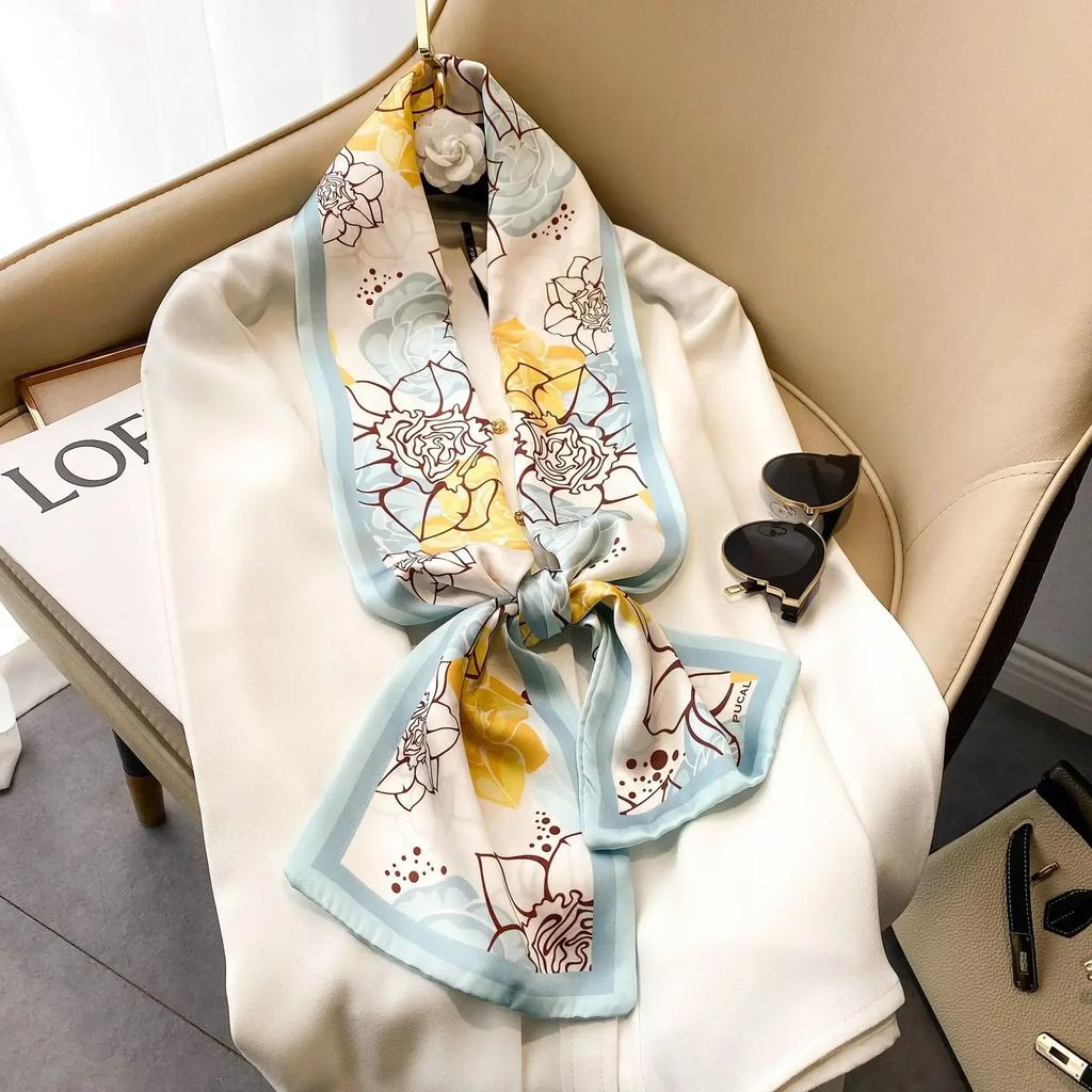 17*150cm Ribbon Silk Scarfs Female Luxury Design Hair Band Skinny Scarf Neck Ties Women Bag Scarves Neckerchief Foulard Lady