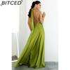 BITCED Summer Sexy Elegance Women's Satin Strapless Ball Gown Party Travel Dress