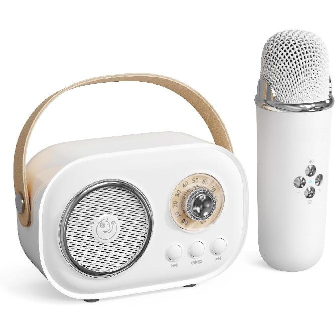 Mini Macchina Karaoke Portatile Con 2 Microfoni Wireless – Batteria 1800 MAh, Bluetooth 5.0, Altoparlante Migliorato, Per Bambini E Adulti