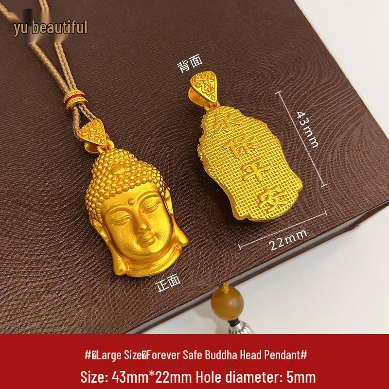 Gold Sand Eight Treasures Compass Pendant Necklace with Gourd Charm for Women