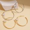 18k real gold electroplated imitation pearl geometric round silver needle earrings simple earrings