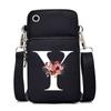 New Letter-printed Black Oblique Span Bag, Mobile Phone Bag, Light To Carry, Vertical Length and Width Change Bag