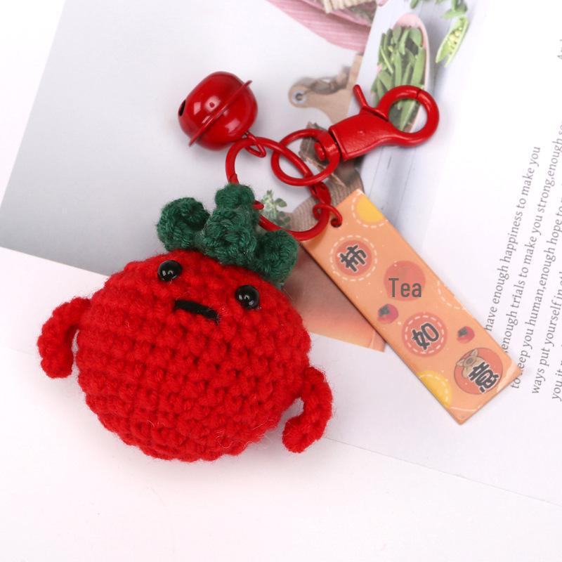 

Брелок-подвеска ручной работы в виде кукурузы, помидора и хурмы - милое украшение и небольшой подарок