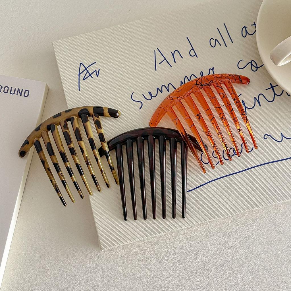 Black 7 Teeth Hair Combs Jewelry Charm Women Retro Simple Leopard Hairpin Hair Clips Barrettes Fashion Headwear Hair Accessories