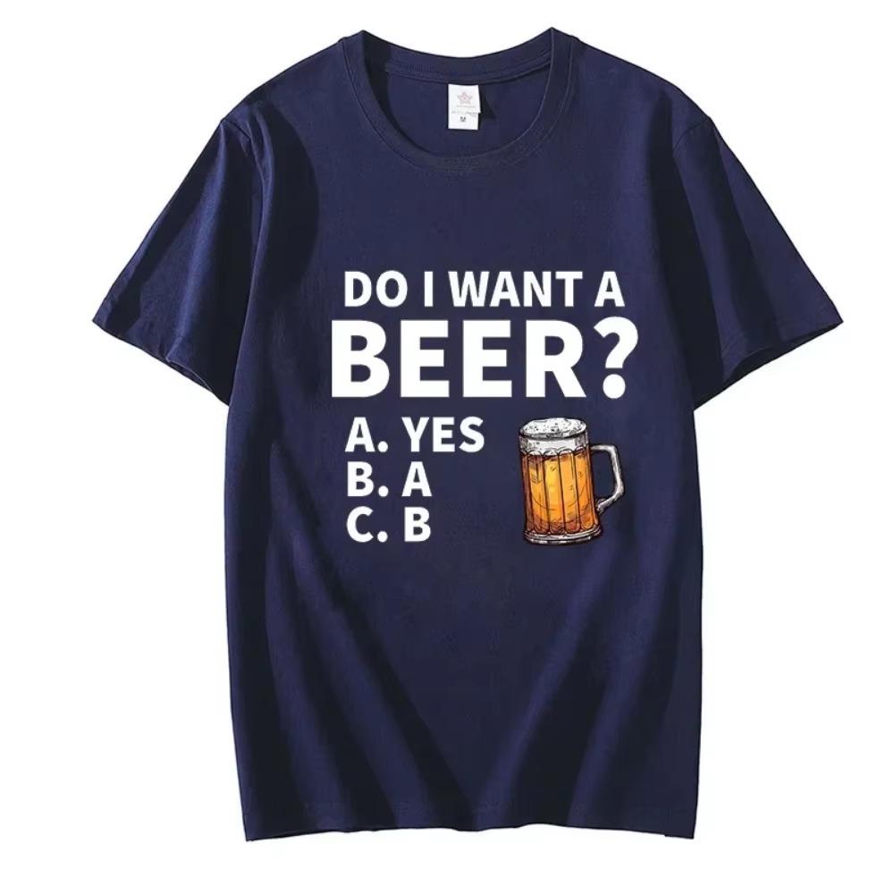 Will ich ein Bier Herren T-Shirt Hochwertige T-Shirts Sommer Übergroße Kurzarm Kleidung Brink Bier Streetwear Mode Tops