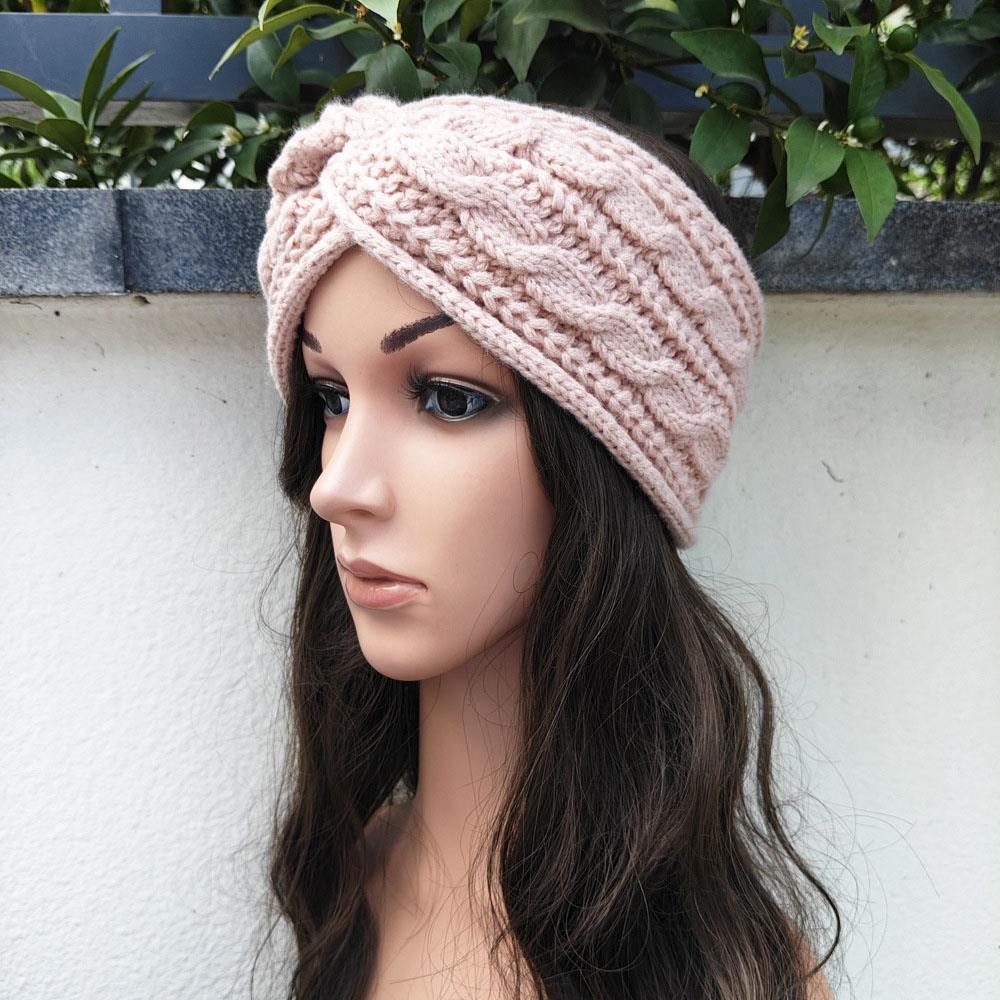 Wool Thicken Knitting Wide Headband For Women Plush Lined Headwrap Turban Hairbands Autumn Winter Wide Elastic Hair Bands