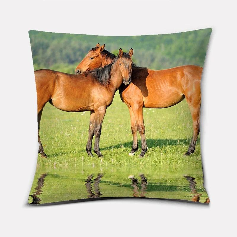 Fashion Classic Square Pillow Case, Galloping Horse, Magnificent Pattern. Living Room Sofa Cushion Cover, Pillow Cover