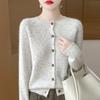 Spring and Autumn's New Wool Cardigan Women's Round-neck Sweater Coat