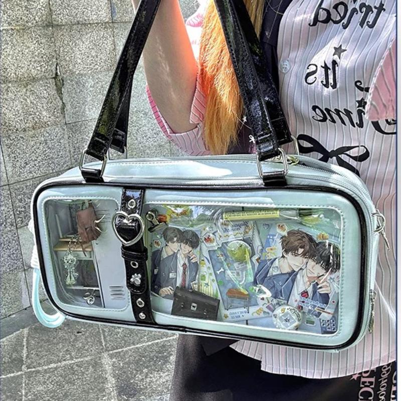 Y2K New Original Design Ita Bag Fashion Women Shoulder Bag Sweet Girl Transparent Cosplay Handbag DIY Badge Display Underarm Bag