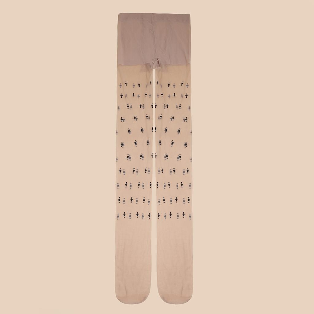 Sexy Printed Stockings Rhombus Black Silk Thin Sexy Women'S Anti-Hook Bottom Socks