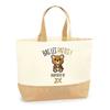 Tote Bag - PLANETEE - Zoé Paw Prints Bear - Jute & Cotton - Printed In France - Strong Handles, Large Capacity