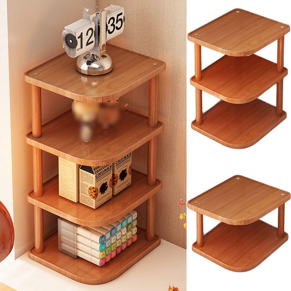 Stackable Desktop Corner Stand Vertical Design Corner Storage Rack Wood Book Shelf  Household