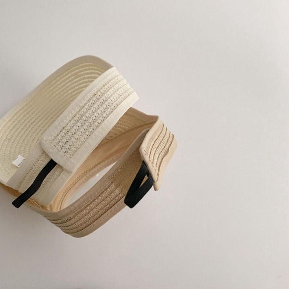 Korean Bow Straw Hat Empty Top Visor Cap Fashion Baby Straw Caps  Kids