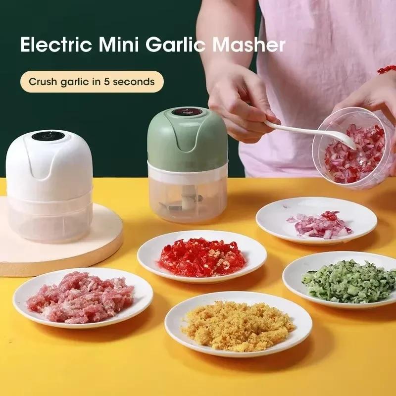 Electric Meat Grinder 250ML USB Charging Multifunctional Garlic Press Vegetable Chopper for Meat Mincing Making Nut Crushing