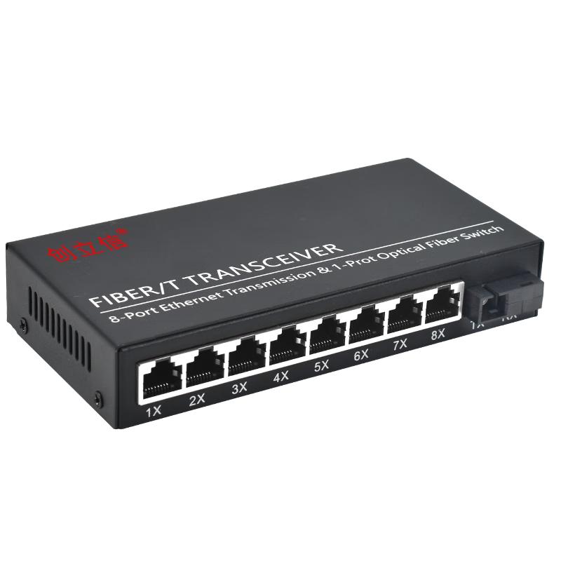 Chuanglixin 100M 1-Fiber 8-Port Single-Mode Fiber Media Converter