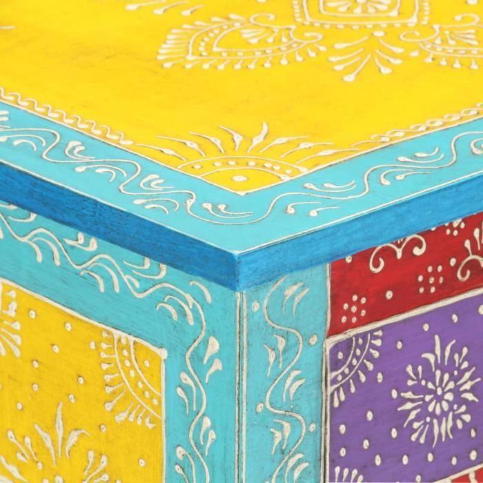 VidaXL Table de chevet peinte à la main 40x30x50 cm Bois de manguier