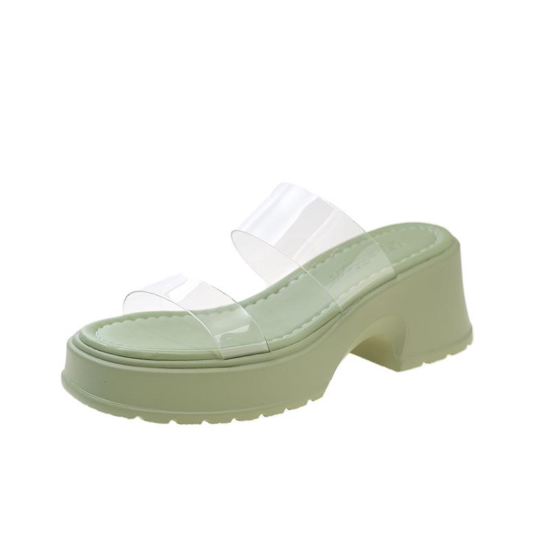 With Skirts, Slippers, Women's Summer Outer Wear Thick Heels, New Models Are Not Tired, High Heels, Wedge Heels, Transparent Sandals.