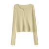 Women's V-neck Thin Long-sleeved Solid Color Short Knitted Sweater Slim Fit Sweater