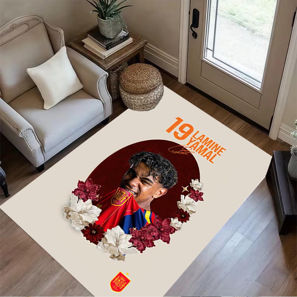 Lamine Yamal's Dynamic Soccer Celebration Area Rug Suitable for Kitchen Hallway Decorate room Dining Room Anti-slip Rug Anime Office Decor