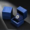 Blue PU Leather Ring Storage Box, Wedding Proposal Couple Ring Box, Elegant Jewelry Gift Case