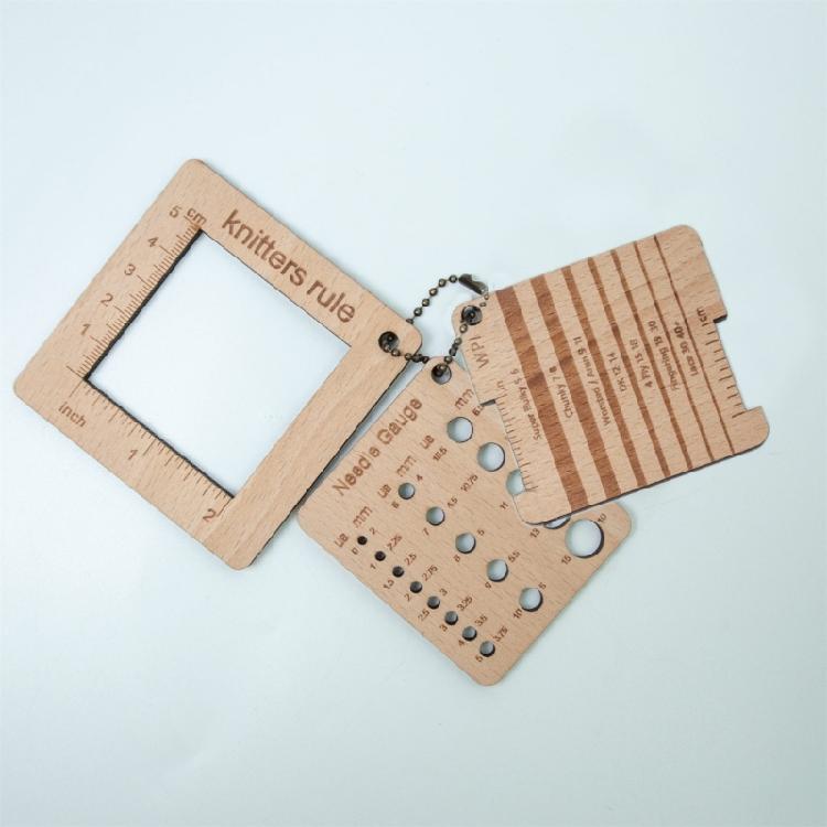 Knitting Needle Gauge Knitting Yarn Gauge Knitting Ruler Wood Knitting Gauge Tool Set for Beginner and Professional