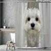Weißer Hund Peeking Duschvorhang 1 Stück Polyester 2D Flachdruck 70,8 x 70,8 Zoll Realistisches Hunde Gesicht Ösenoberseite