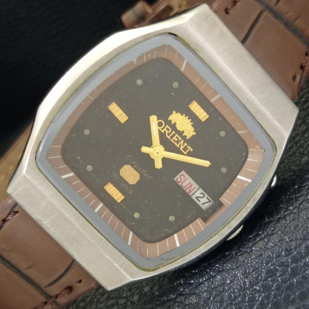 

JAPAN VINTAGE ORIENT CRYSTAL AUTOMATIC 46943 MENS ORIGINAL DIAL WATCH a703356-1 R213b-a703356