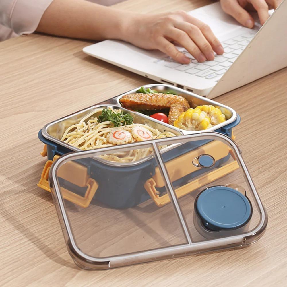 304 Stainless Steel Picnic Box 2/3 Grid Food Container Portable Lunch Boxes  Adults